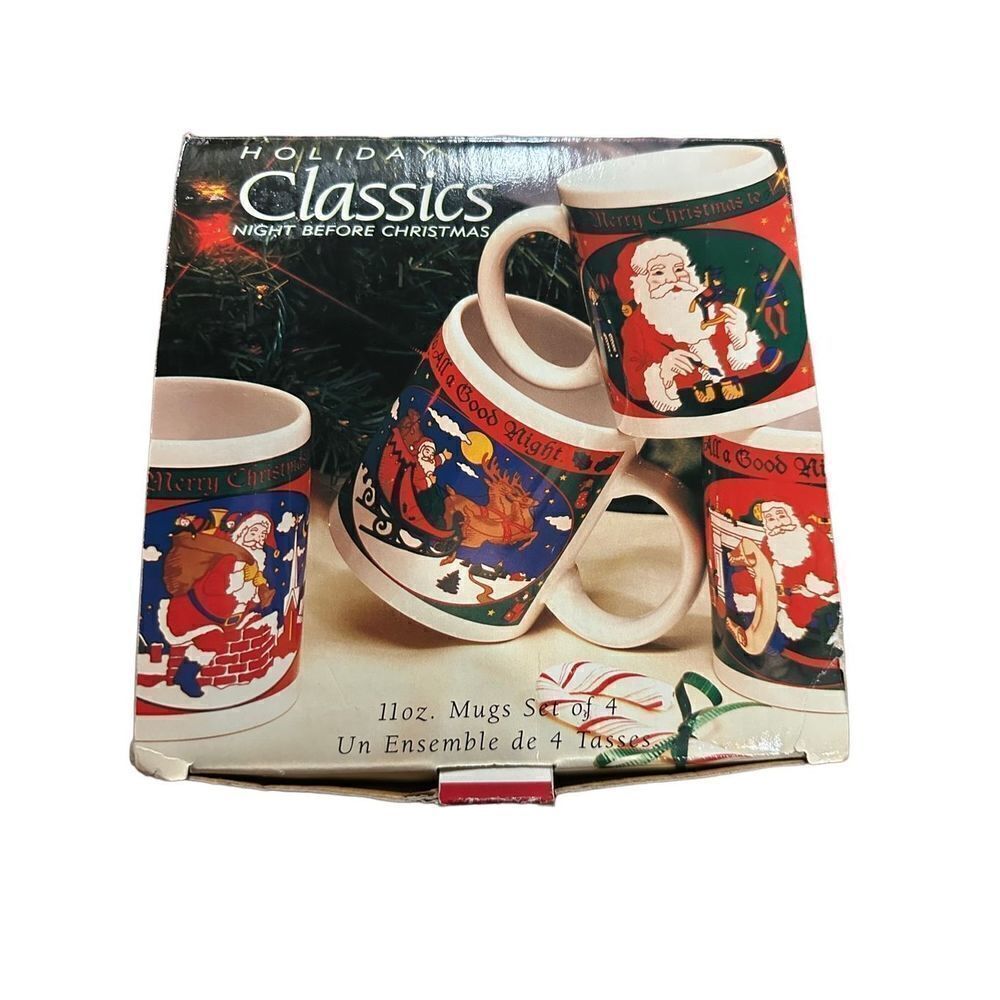 Vintage Riviera Van Beers‎ Signature Set of 4 Mugs Night Before Christmas 11 oz.